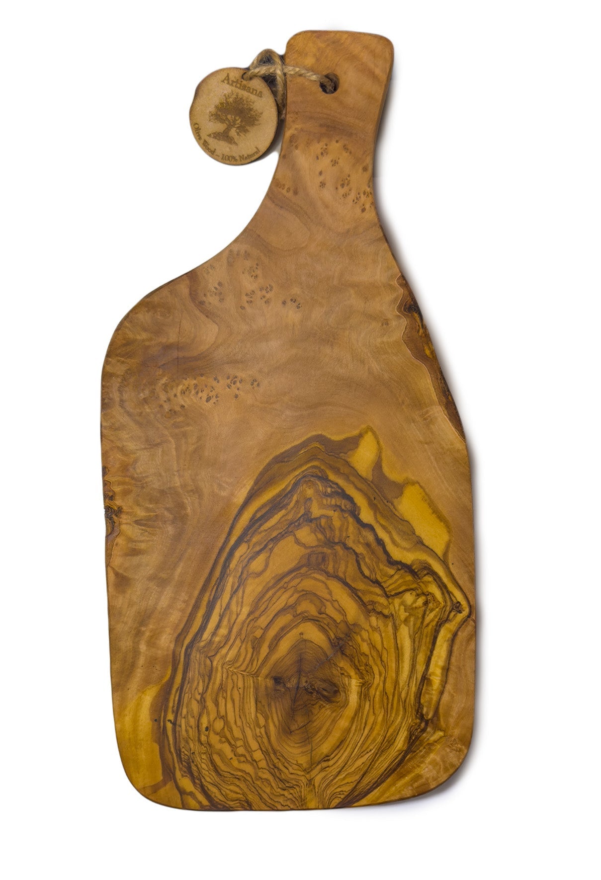 Back View" Dala Horse Olive Wood Cutting Board with Oval Handle – in Clean Brown Handmade Sweden Souvenir - Style Council