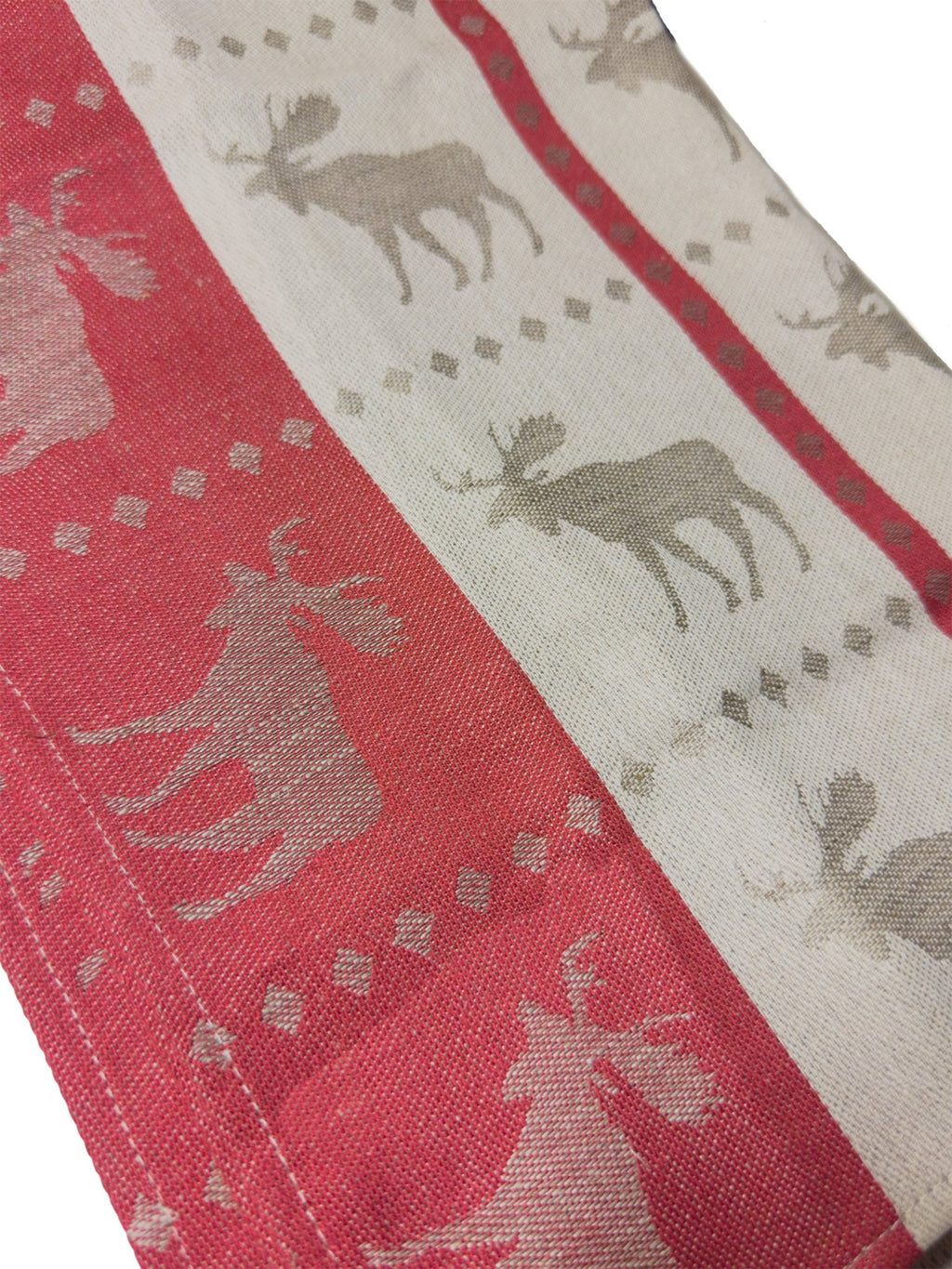 Close-up of Scandinavian kitchen towel made from a durable linen-cotton blend with a Swedish moose design - Style Council