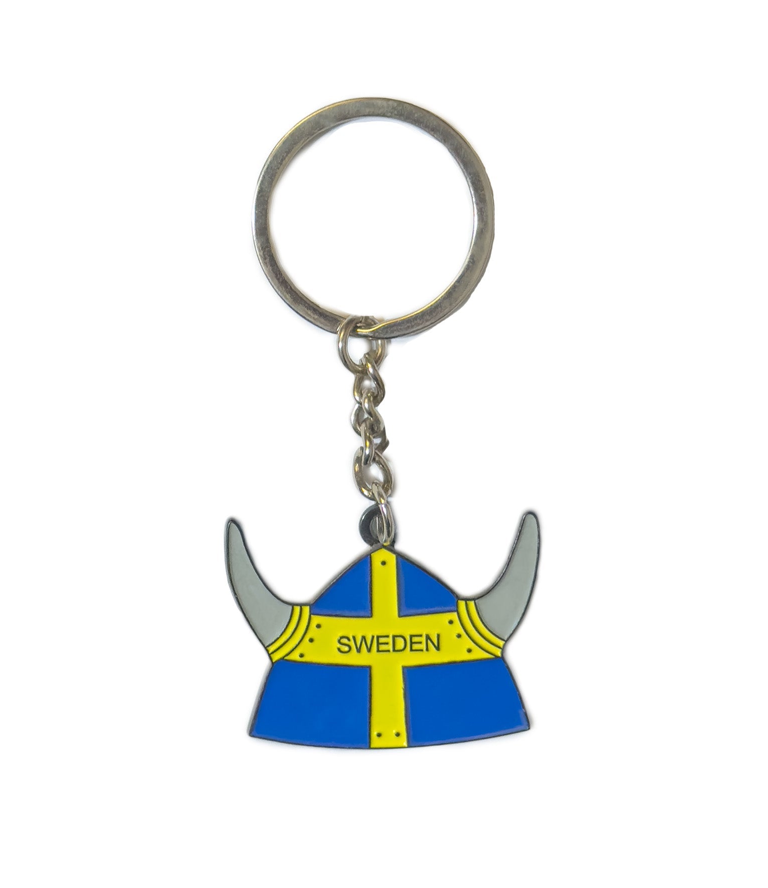 Viking helmet keyring with Swedish flag & "Sweden" text' - souvenir from Sweden - Style Council