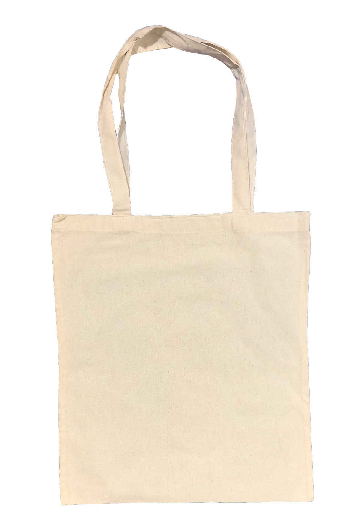 Back view of plain natural beige cotton canvas tote bag without print - Style Council