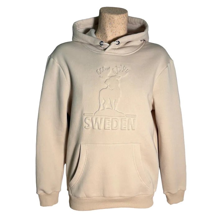 Butter Beige Embossed Moose Sweden Hoodie - Style Council