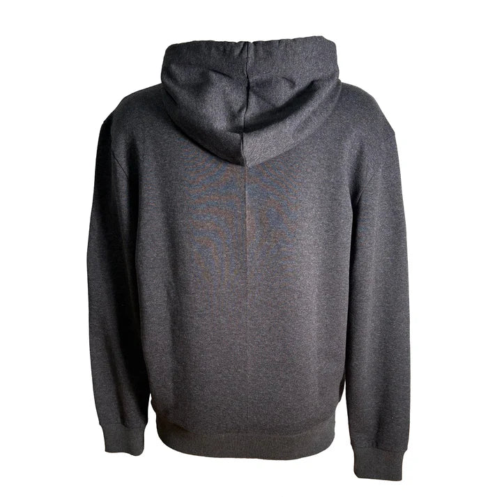 Charcoal grey hoodie plain back with ribbed hem — back view | Stockholm souvenir gift