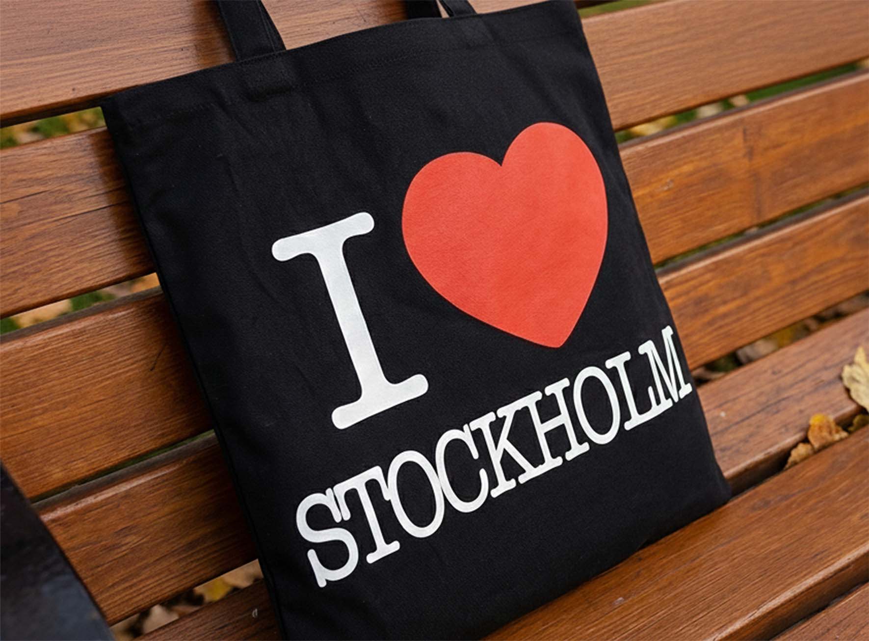 I Love Stockholm Tote Bag – Black Swedish Souvenir - Style Council