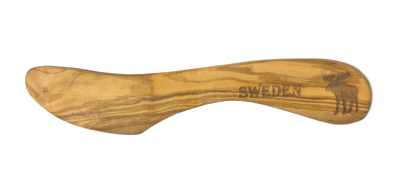 Olive Wood Butter Knife – Sweden Moose Engraving - Style Council