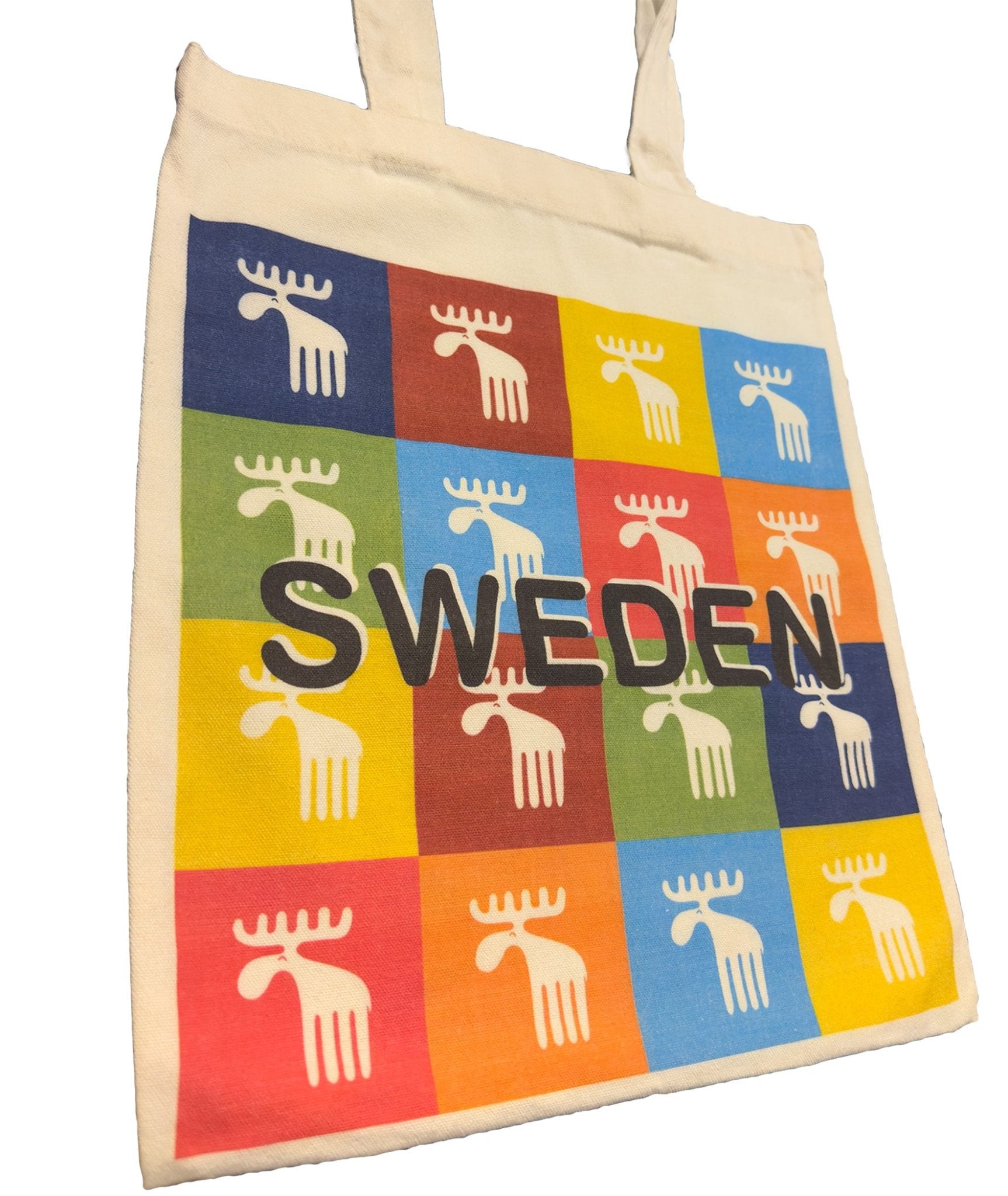 Sweden Moose Pattern Tote Bag – Colorful Swedish Design Souvenir - Style Council