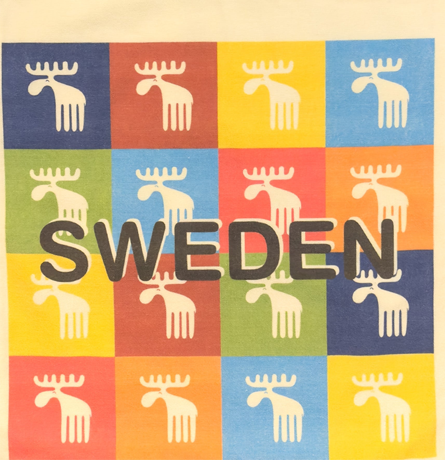 Sweden Moose Pattern Tote Bag – Colorful Swedish Design Souvenir - Style Council