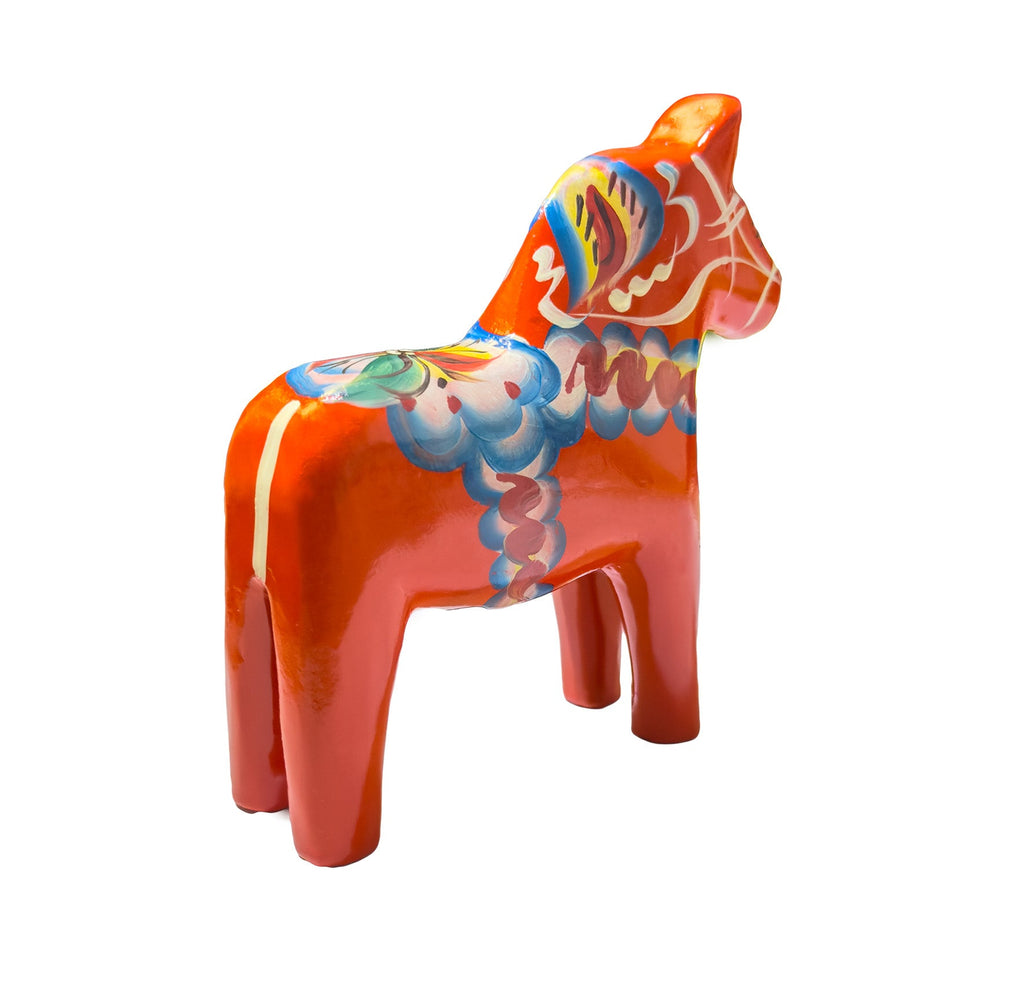 Hand-painted wooden Swedish Dala Horse figurine in traditional red color - Style Council