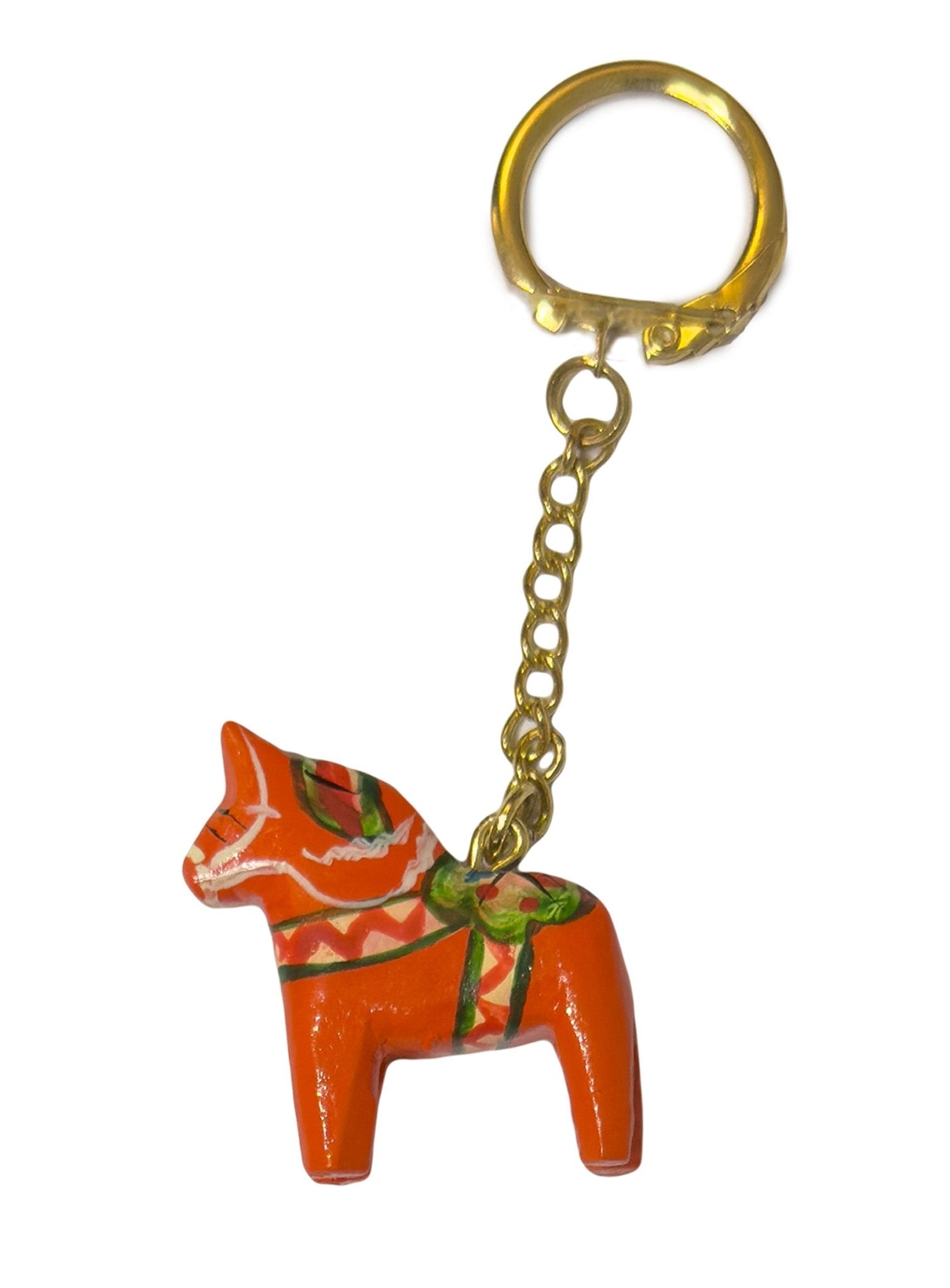 Handcrafted Swedish Dala Horse" Keychain in red with traditional folk art design. Wooden souvenir - Style Council