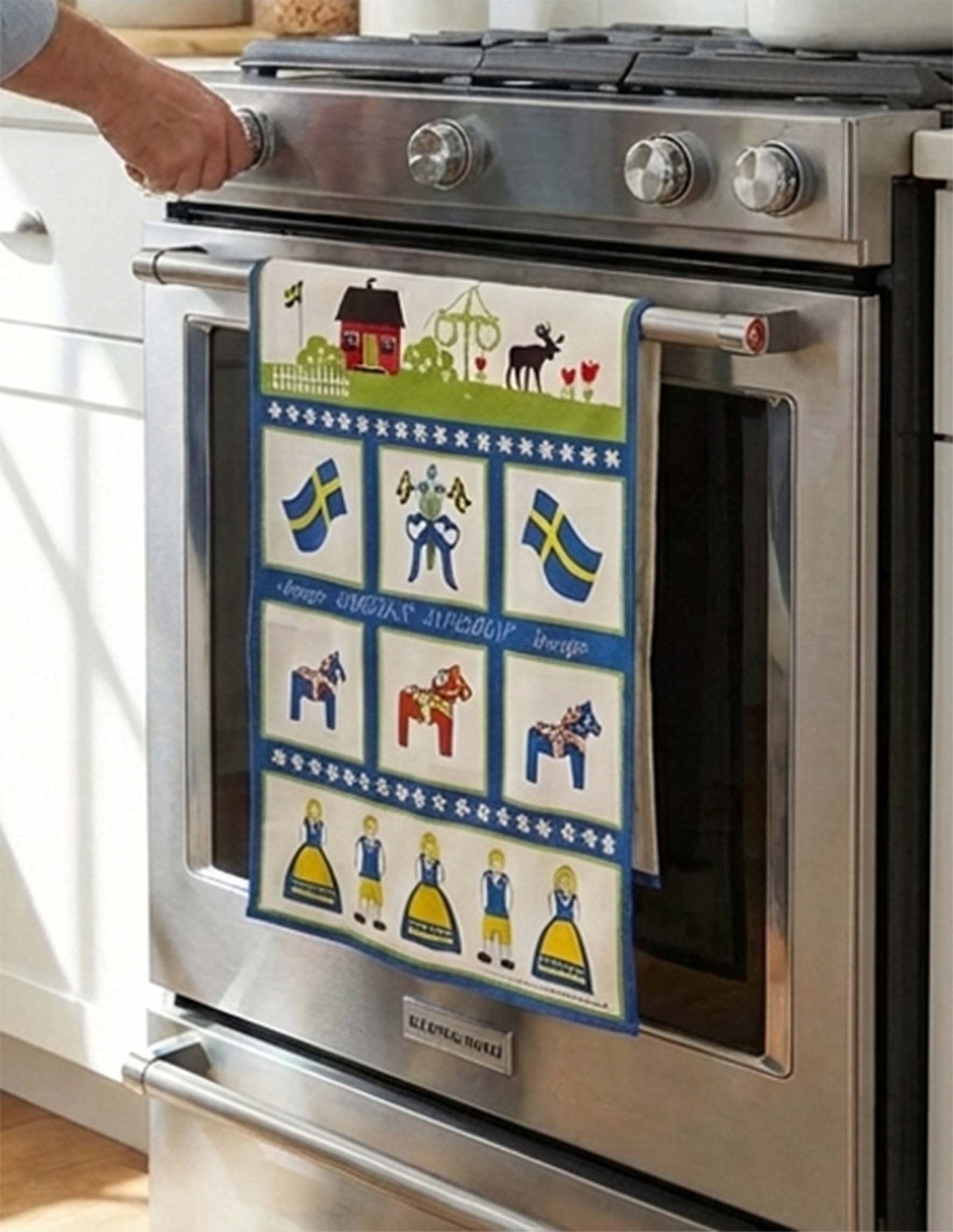 Swedish Icons Kitchen Towel – Linen Cotton Blend | Stockholm Souvenir - Style Council