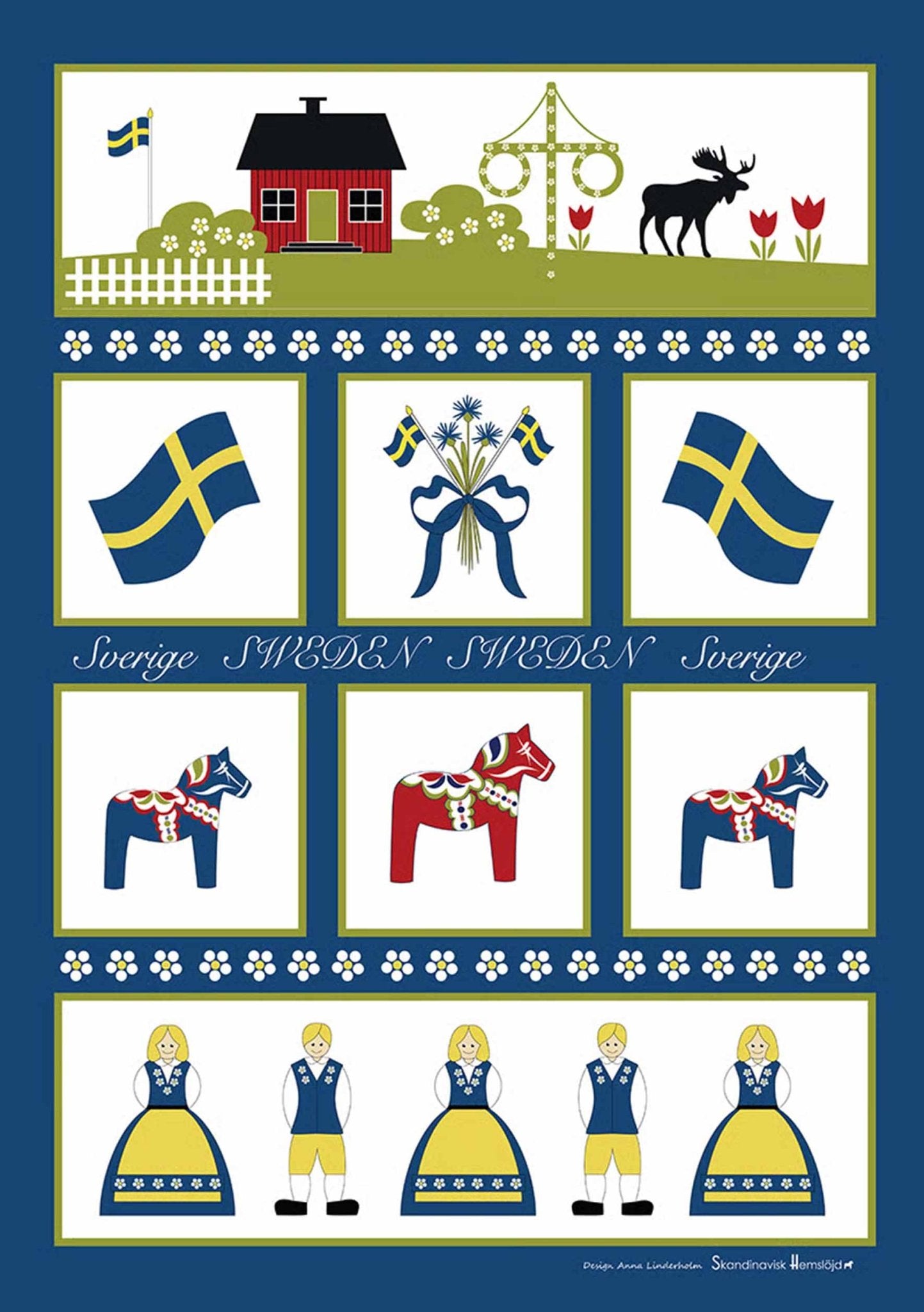 Swedish Icons Kitchen Towel – Linen Cotton Blend | Stockholm Souvenir - Style Council