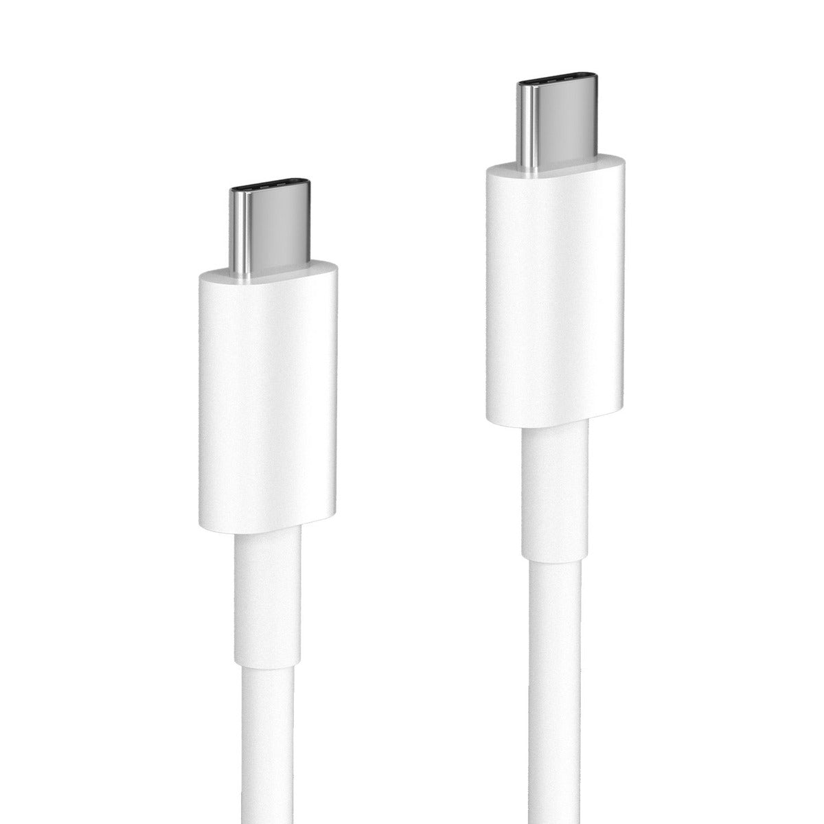 White USB-C to USB-C fast charging cable with both connectors shown