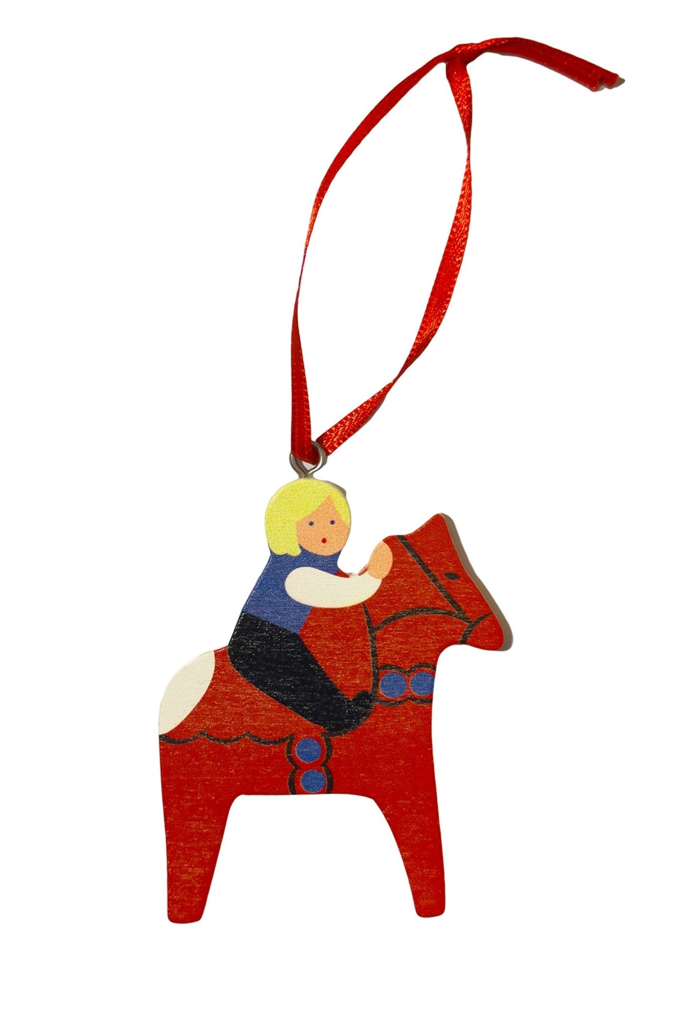 Wooden Dala Horse Ornament – Boy Rider - Style Council